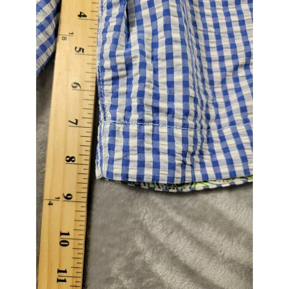 Robert Graham Shorts 38x8 Classic Fit‎ Blue Gingham Seersucker Flat Front Casual